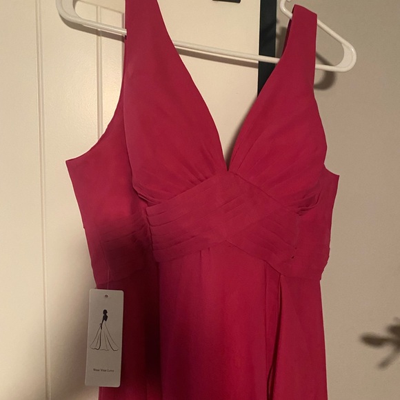 Fuchsia Prom Evening Dress with Ruffle - Picture 2 of 6